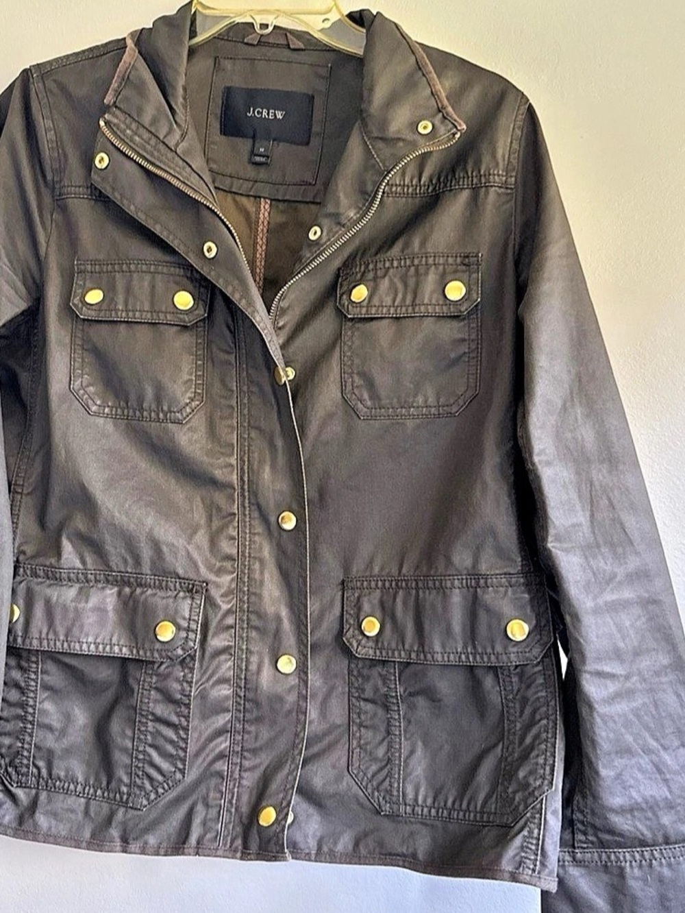 J.Crew Downtown Field Jacket Cotton Utility Jacket Mossy Olive Brown Medium